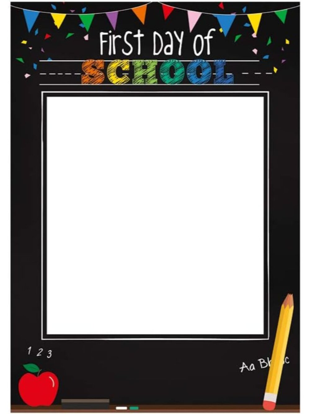 Black First Day of School Back to school Party Photo booth Selfie Frame